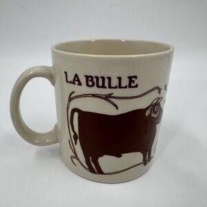 Vintage 1978 Taylor & Ng La Vache La Bulle Cow Mug Japan Stoneware Brown Cream